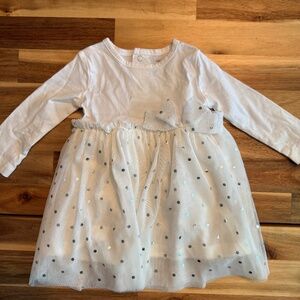 Carter's Baby Girl White Tulle Long-Sleeve Dress - Size 6M